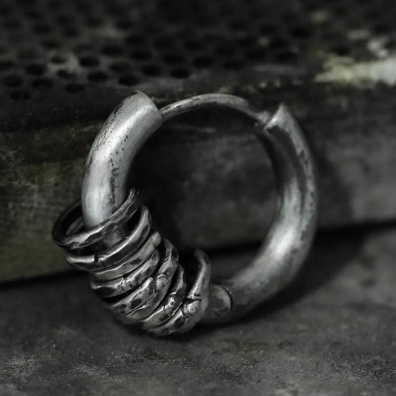 Kolczyki ochronne z Buddha Stones ze srebra próby 925, ręcznie kute  - image 1