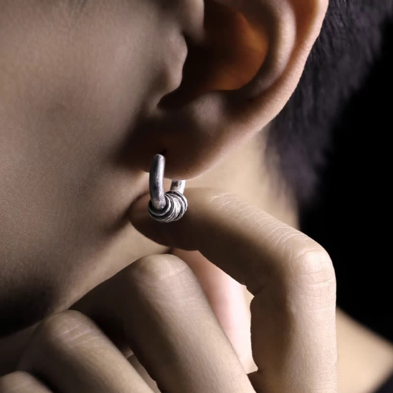 Kolczyki ochronne z Buddha Stones ze srebra próby 925, ręcznie kute  - image 14