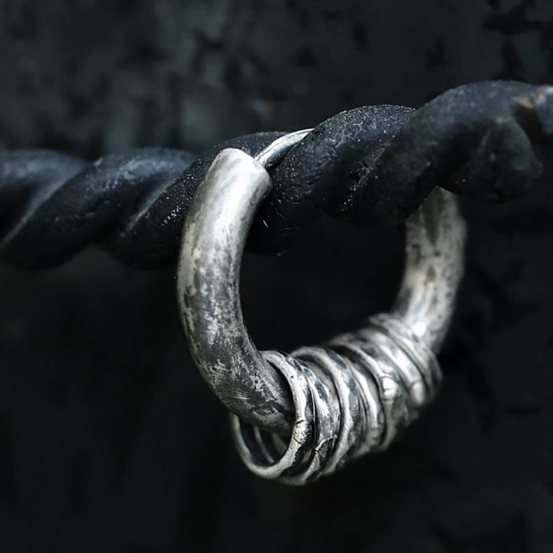 Kolczyki ochronne z Buddha Stones ze srebra próby 925, ręcznie kute  - image 3