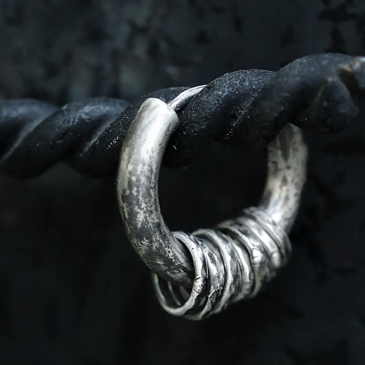 Kolczyki ochronne z Buddha Stones ze srebra próby 925, ręcznie kute  - image 3