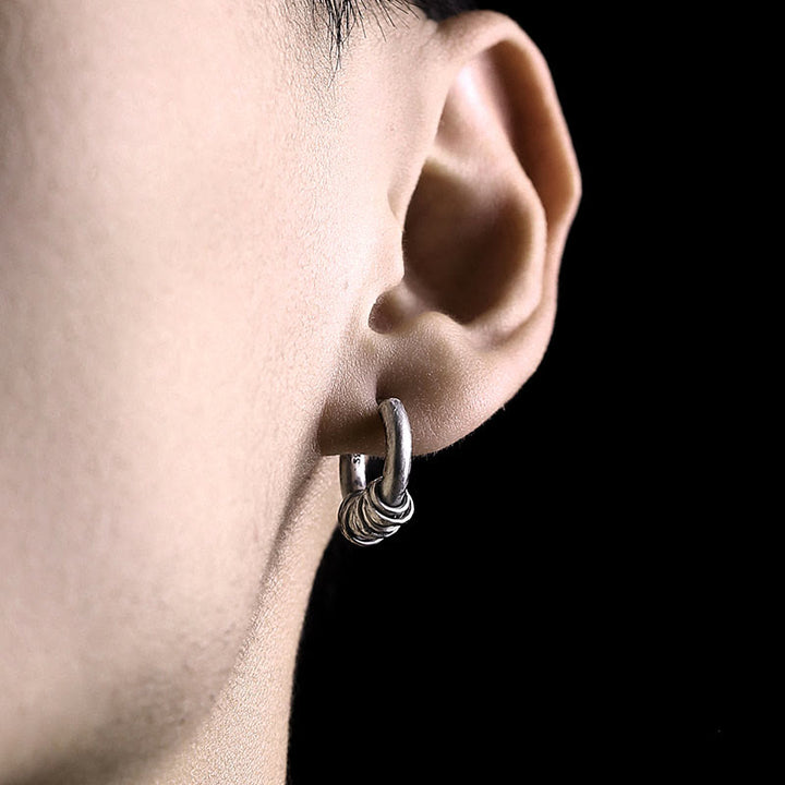 Kolczyki ochronne z Buddha Stones ze srebra próby 925, ręcznie kute  - image 13