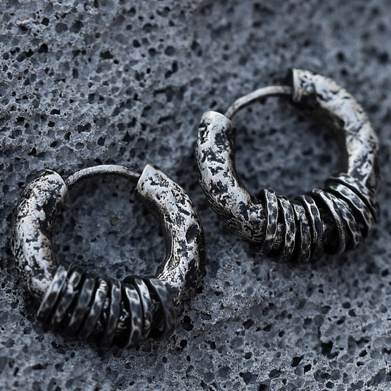 Kolczyki ochronne z Buddha Stones ze srebra próby 925, ręcznie kute  - image 18