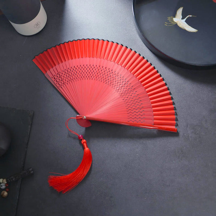 Buddha Stones Kwiat Królik Malowanie natryskowe Ręczny Bawełniany Lniany Tkanina Bambusowy Składany Wentylator