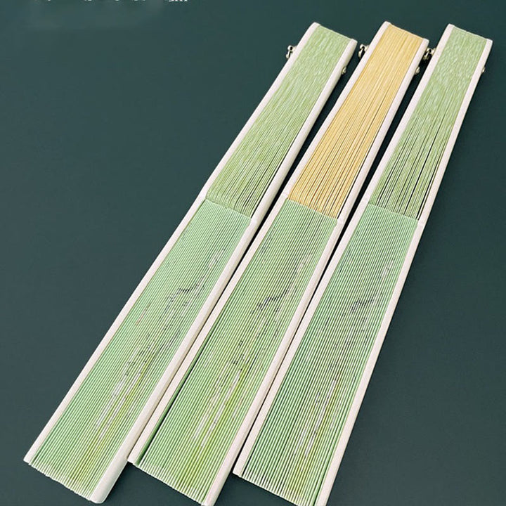 Buddha Stones Orchidea Begonia Kwiat Ręczny Bawełniany Lniany Tkanina Bambusowy Składany Wentylator