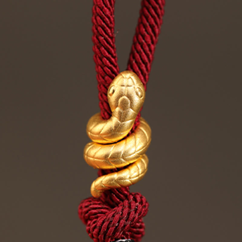 Buddha Stones 999 Złoty Rok Węża Projekt Ręcznie Robiona Bransoletka Ochronna Szczęścia Lina Pleciona - image 11