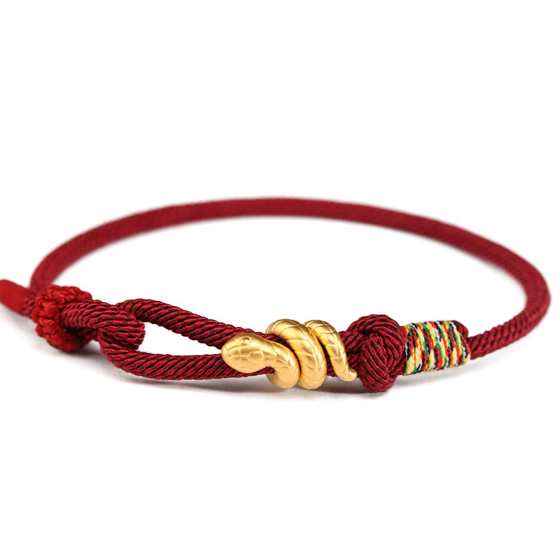 Buddha Stones 999 Złoty Rok Węża Projekt Ręcznie Robiona Bransoletka Ochronna Szczęścia Lina Pleciona - image 13