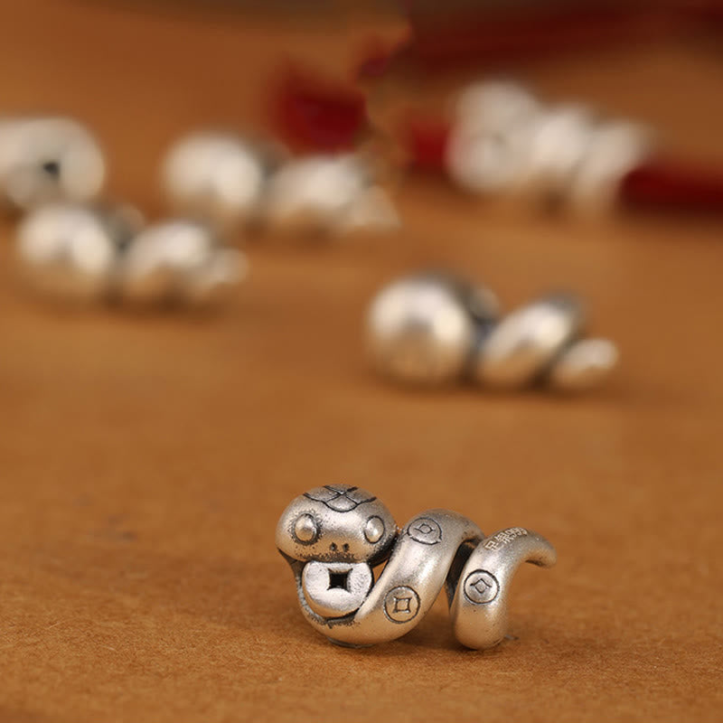 Buddha Stones 999 Srebro Sterling Rok Węża Ręcznie Robiona Miedziana Moneta Ochrona Bransoletka Pleciona