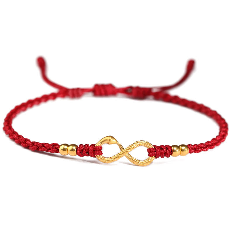 Buddha Stones 999 Złoty Rok Węża Wieczny Nieskończony Węzeł Nieskończoność Ręcznie Robiona Bransoletka Szczęścia - image 18