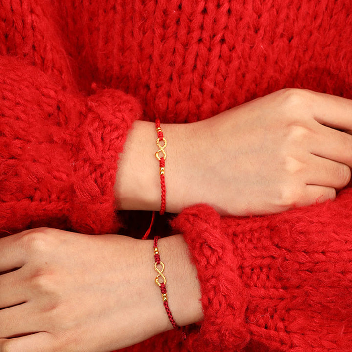 Buddha Stones 999 Złoty Rok Węża Wieczny Nieskończony Węzeł Nieskończoność Ręcznie Robiona Bransoletka Szczęścia - image 16