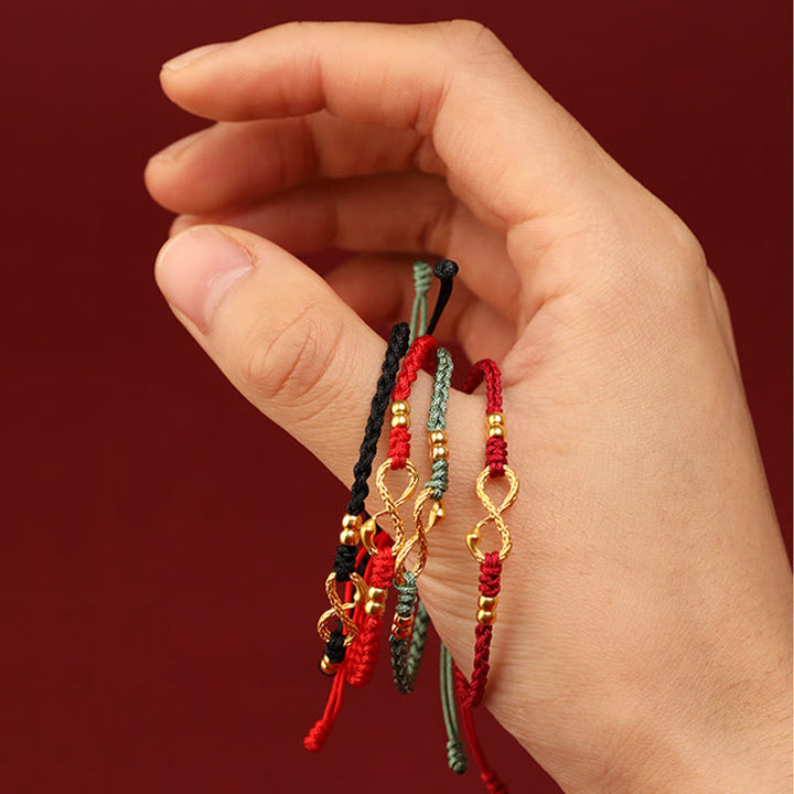 Buddha Stones 999 Złoty Rok Węża Wieczny Nieskończony Węzeł Nieskończoność Ręcznie Robiona Bransoletka Szczęścia - image 11