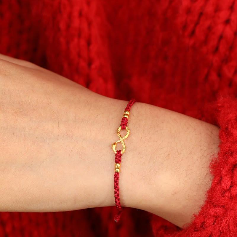 Buddha Stones 999 Złoty Rok Węża Wieczny Nieskończony Węzeł Nieskończoność Ręcznie Robiona Bransoletka Szczęścia - image 13