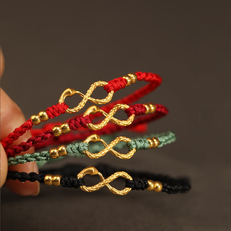 Buddha Stones 999 Złoty Rok Węża Wieczny Nieskończony Węzeł Nieskończoność Ręcznie Robiona Bransoletka Szczęścia - image 10