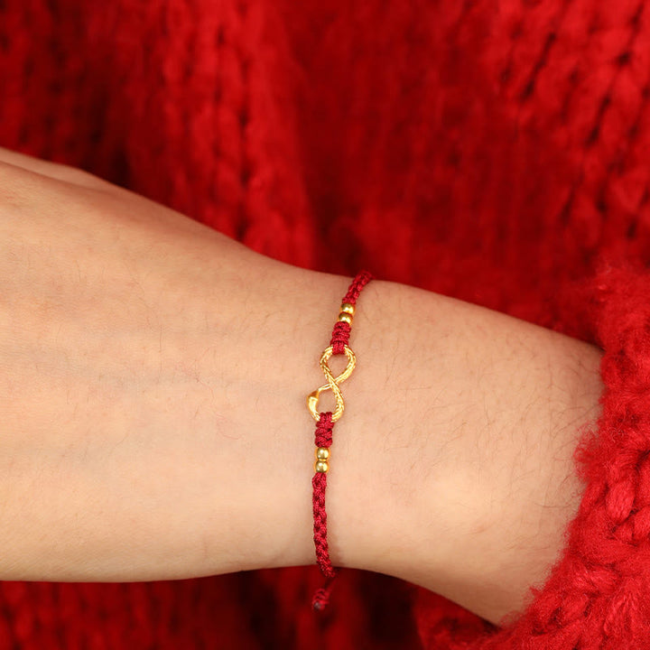 Buddha Stones 999 Złoty Rok Węża Wieczny Nieskończony Węzeł Nieskończoność Ręcznie Robiona Bransoletka Szczęścia - image 13