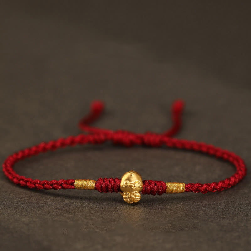 Buddha Stones 999 Złoty Rok Węża Ręcznie Robiony Fu Charakter Miedziana Moneta Bransoletka Fortuna