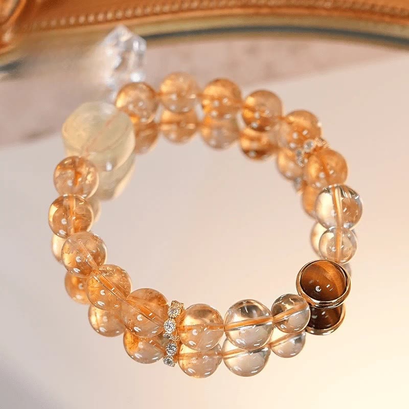 Bransoletka Buddha Stones Topaz Cytryn Tygrysie Oko Zakiram Bogini Bogactwa