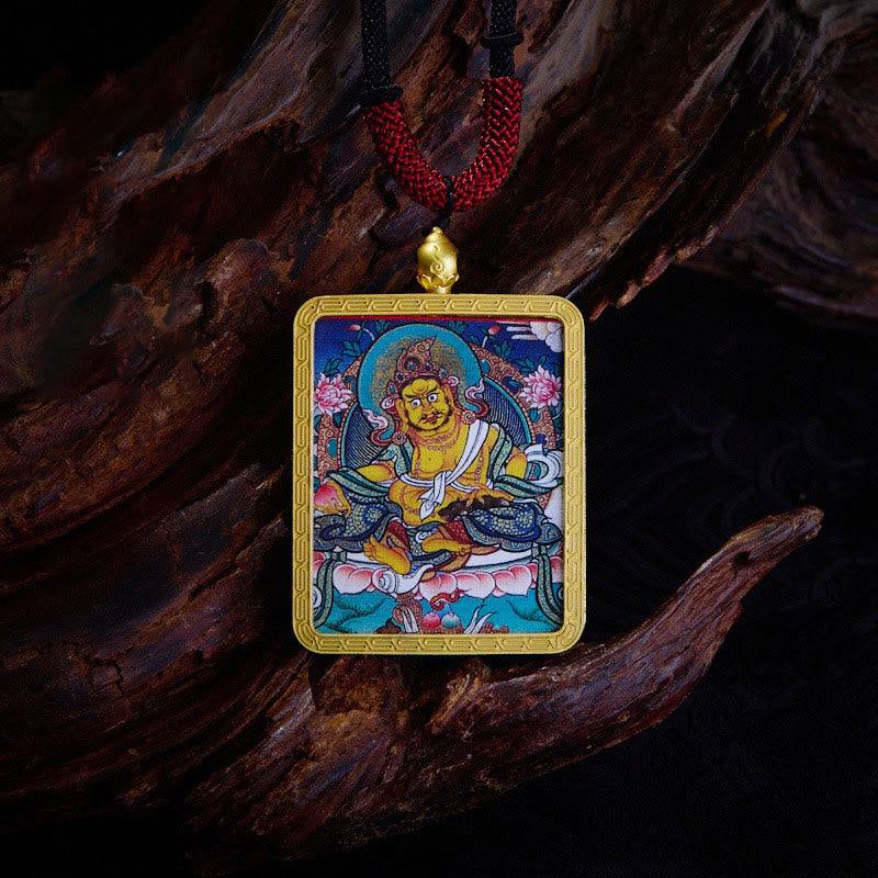 Buddha Stones Tybetański Zakiram Dziewięcioogoniasty Lis Żółty Bóg Bogactwa Malowany Naszyjnik Thangka Nadzieja Wisiorek - Żółty Bóg Bogactwa - image 10