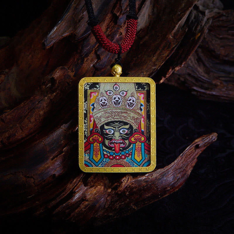 Buddha Stones Tybetański Zakiram Dziewięcioogoniasty Lis Żółty Bóg Bogactwa Malowany Naszyjnik Thangka Nadzieja Wisiorek - Zakiram Blue - image 18