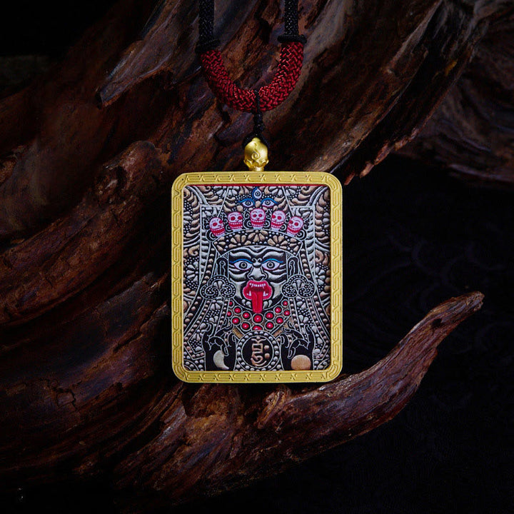 Buddha Stones Tybetański Zakiram Dziewięcioogoniasty Lis Żółty Bóg Bogactwa Malowany Naszyjnik Thangka Nadzieja Wisiorek - Zakiram Purple - image 19