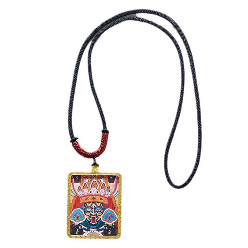 Buddha Stones Tybetański Zakiram Dziewięcioogoniasty Lis Żółty Bóg Bogactwa Malowany Naszyjnik Thangka Nadzieja Wisiorek - image 17