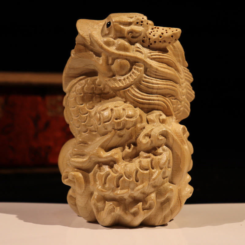 Buddha Stones Rok Węża Chiński Zodiak Fu Charakter Brzoskwiniowy Drewno Dom Posąg Dekoracja - Smok - Wysokość 11,5 cm - image 21