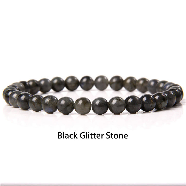 Buddha Stones 6mm Różnorodne Kamienne Kryształy Czarny Brokat Kamień Czerwone Koraliki Tygrysie Oko Bransoletka Ochronna