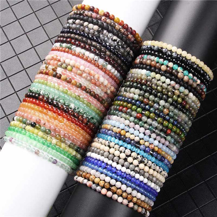 Buddha Stones 4mm Różnorodne Kamienne Kryształowe Mini Koraliki Bransoletka Uzdrawiająca