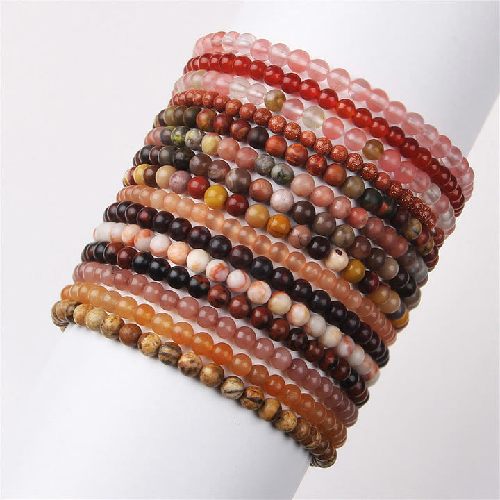 Buddha Stones 4mm Różnorodne Kamienne Kryształowe Mini Koraliki Bransoletka Uzdrawiająca