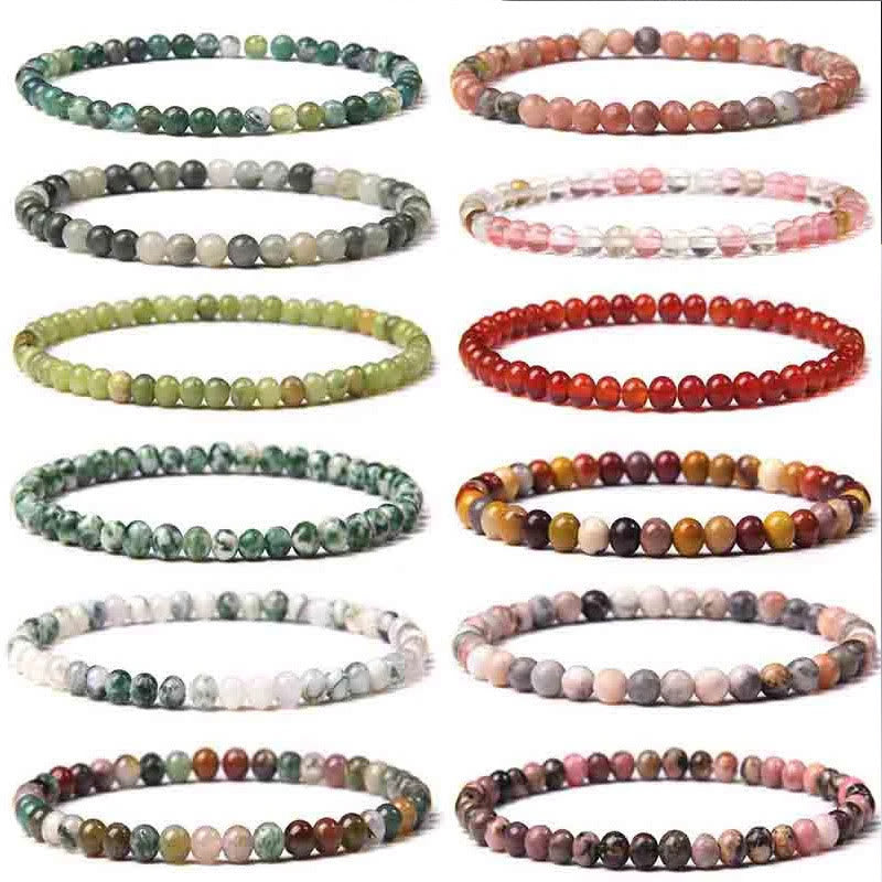 Buddha Stones 4mm Różnorodne Kamienne Kryształowe Mini Koraliki Bransoletka Uzdrawiająca