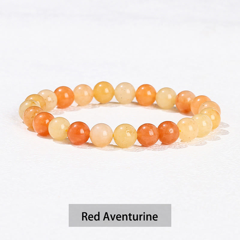 Buddha Stones Różne Kryształowe Kamienie Ametyst Zielony Awenturyn Kwarc Różowy Bransoletka Lecznicza - Czerwony awenturyn - 10 mm (obwód nadgarstka 14-16 cm) - image 13