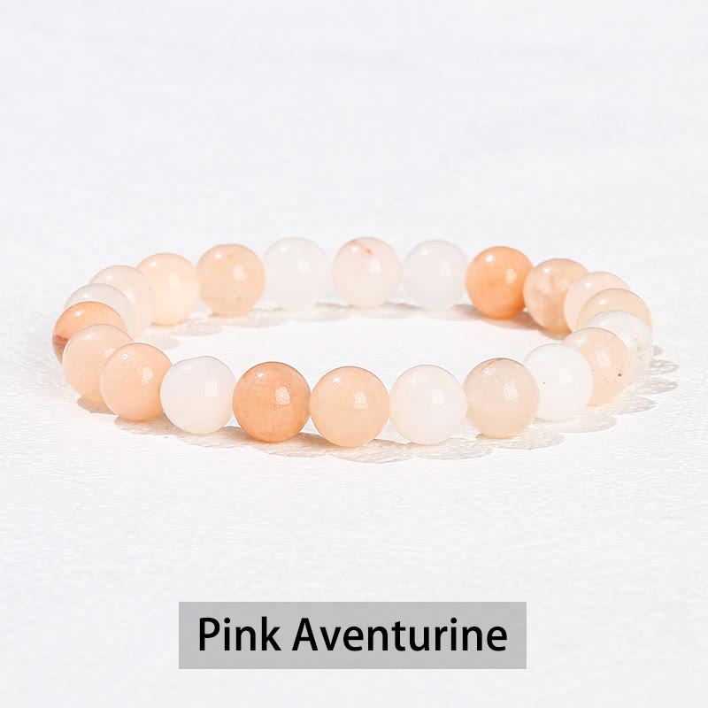 Buddha Stones Różne Kryształowe Kamienie Ametyst Zielony Awenturyn Kwarc Różowy Bransoletka Lecznicza - Różowy awenturyn - 10 mm (obwód nadgarstka 14-16 cm) - image 12