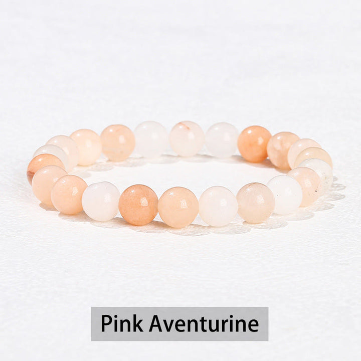Buddha Stones Różne Kryształowe Kamienie Ametyst Zielony Awenturyn Kwarc Różowy Bransoletka Lecznicza - Różowy awenturyn - 10 mm (obwód nadgarstka 14-16 cm) - image 12