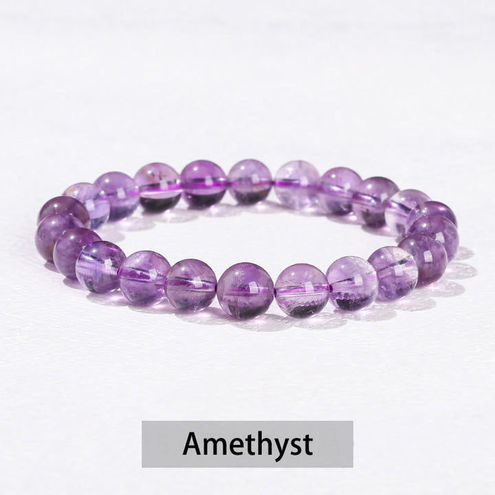 Buddha Stones Różne Kryształowe Kamienie Ametyst Zielony Awenturyn Kwarc Różowy Bransoletka Lecznicza - Ametyst - 10 mm (obwód nadgarstka 14-16 cm) - image 5