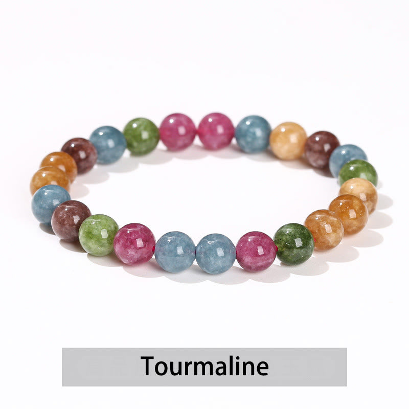 Buddha Stones Różne Kryształowe Kamienie Ametyst Zielony Awenturyn Kwarc Różowy Bransoletka Lecznicza - Turmalin - 10 mm (obwód nadgarstka 14-16 cm) - image 16