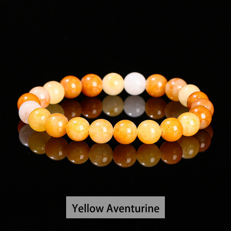 Buddha Stones Różne Kryształowe Kamienie Ametyst Zielony Awenturyn Kwarc Różowy Bransoletka Lecznicza - Żółty awenturyn - 10 mm (obwód nadgarstka 14-16 cm) - image 14