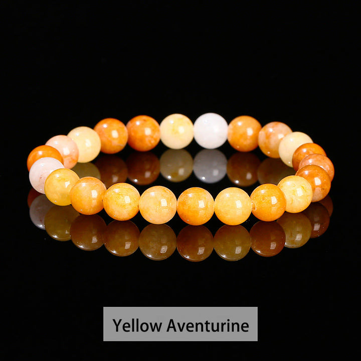 Buddha Stones Różne Kryształowe Kamienie Ametyst Zielony Awenturyn Kwarc Różowy Bransoletka Lecznicza - Żółty awenturyn - 10 mm (obwód nadgarstka 14-16 cm) - image 14