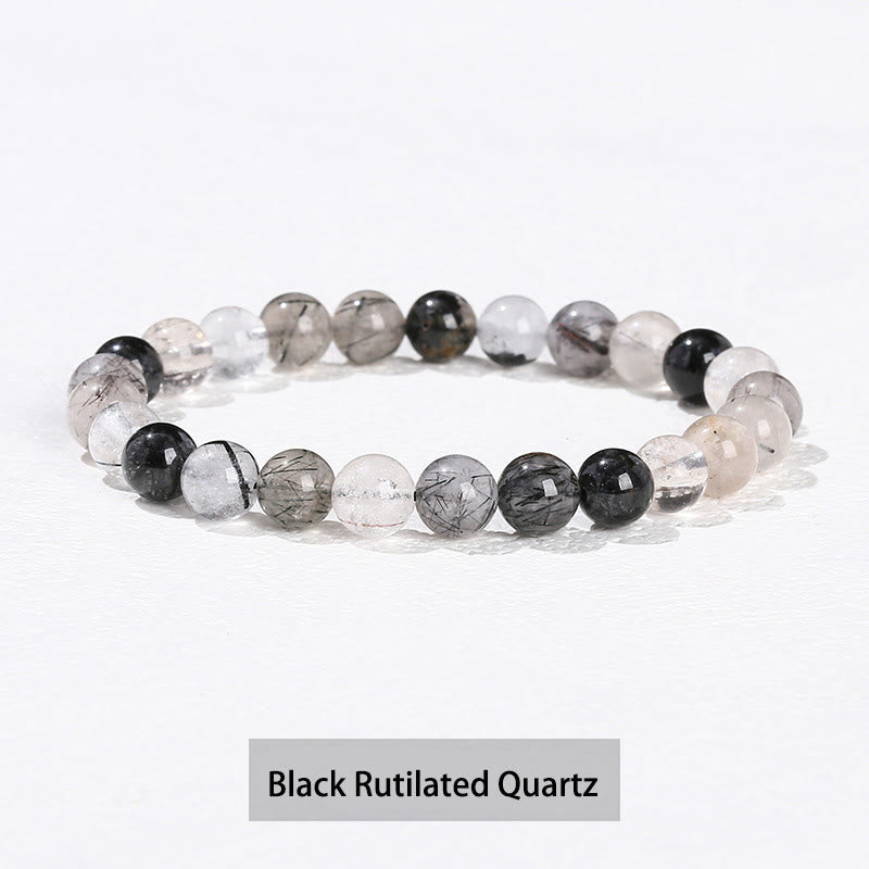 Buddha Stones Różne Kryształowe Kamienie Ametyst Zielony Awenturyn Kwarc Różowy Bransoletka Lecznicza - Czarny kwarc rutylowy - 10 mm (obwód nadgarstka 14-16 cm) - image 22