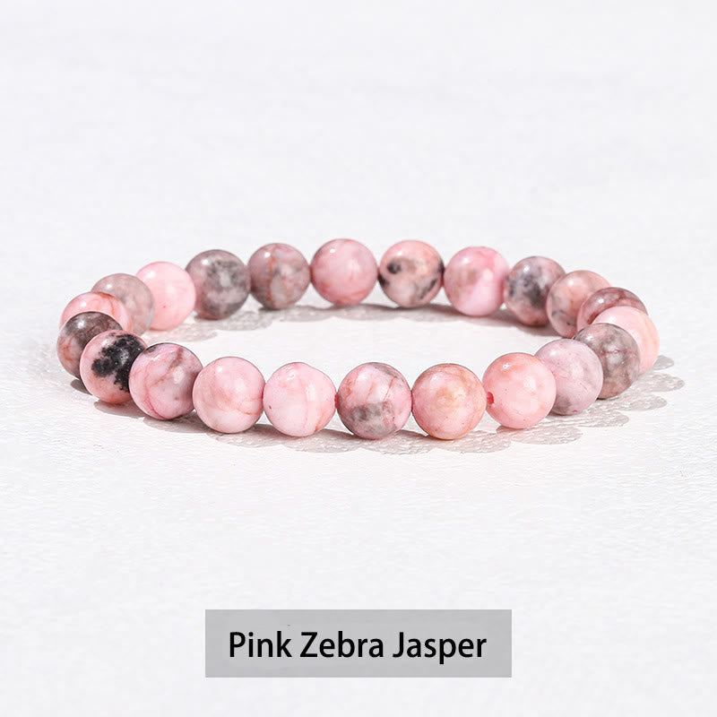 Buddha Stones Różne Kryształowe Kamienie Ametyst Zielony Awenturyn Kwarc Różowy Bransoletka Lecznicza - Różowy jaspis zebry - 10 mm (obwód nadgarstka 14-16 cm) - image 31