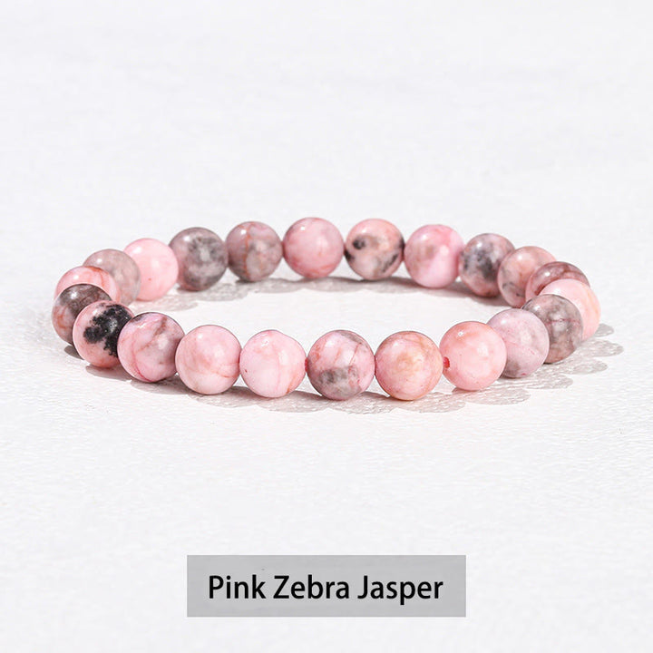 Buddha Stones Różne Kryształowe Kamienie Ametyst Zielony Awenturyn Kwarc Różowy Bransoletka Lecznicza - Różowy jaspis zebry - 10 mm (obwód nadgarstka 14-16 cm) - image 31