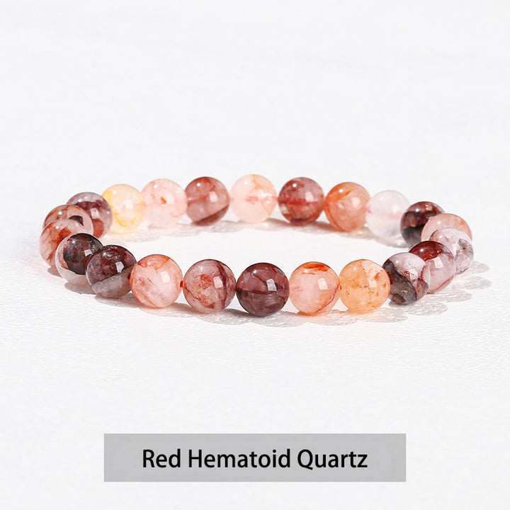 Buddha Stones Różne Kryształowe Kamienie Ametyst Zielony Awenturyn Kwarc Różowy Bransoletka Lecznicza - Czerwony kwarc hematoidalny - 10 mm (obwód nadgarstka 14-16 cm) - image 26