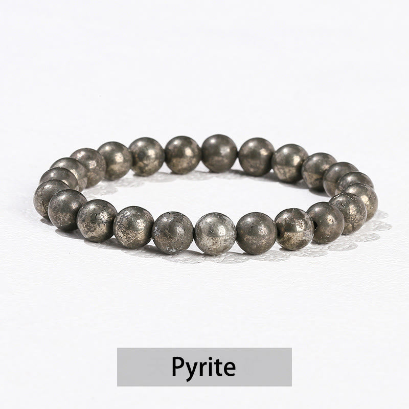 Buddha Stones Różne Kryształowe Kamienie Ametyst Zielony Awenturyn Kwarc Różowy Bransoletka Lecznicza - Piryt - 10 mm (obwód nadgarstka 14-16 cm) - image 39