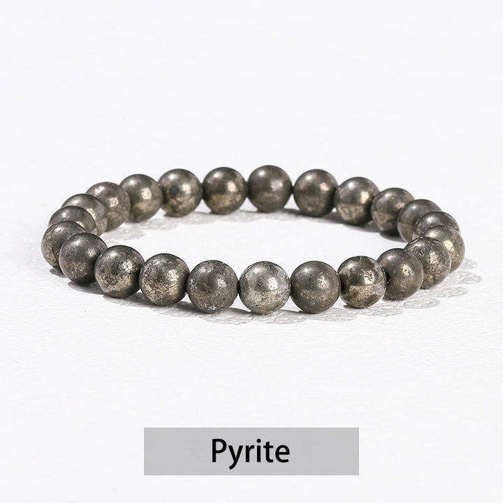 Buddha Stones Różne Kryształowe Kamienie Ametyst Zielony Awenturyn Kwarc Różowy Bransoletka Lecznicza - Piryt - 10 mm (obwód nadgarstka 14-16 cm) - image 39