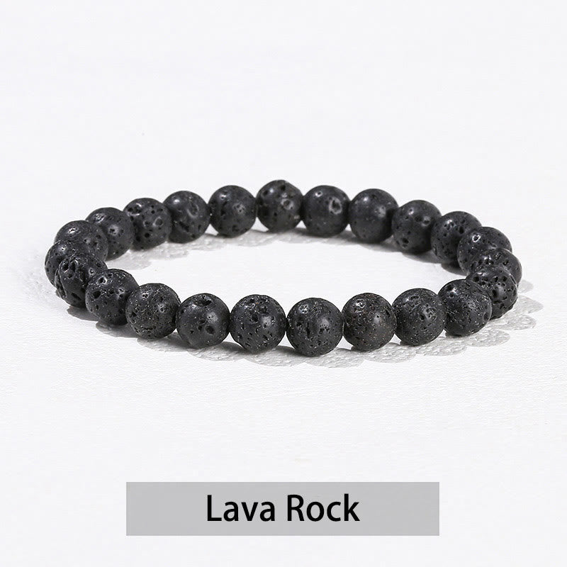 Buddha Stones Różne Kryształowe Kamienie Ametyst Zielony Awenturyn Kwarc Różowy Bransoletka Lecznicza - Skała lawowa - 10 mm (obwód nadgarstka 14-16 cm) - image 40