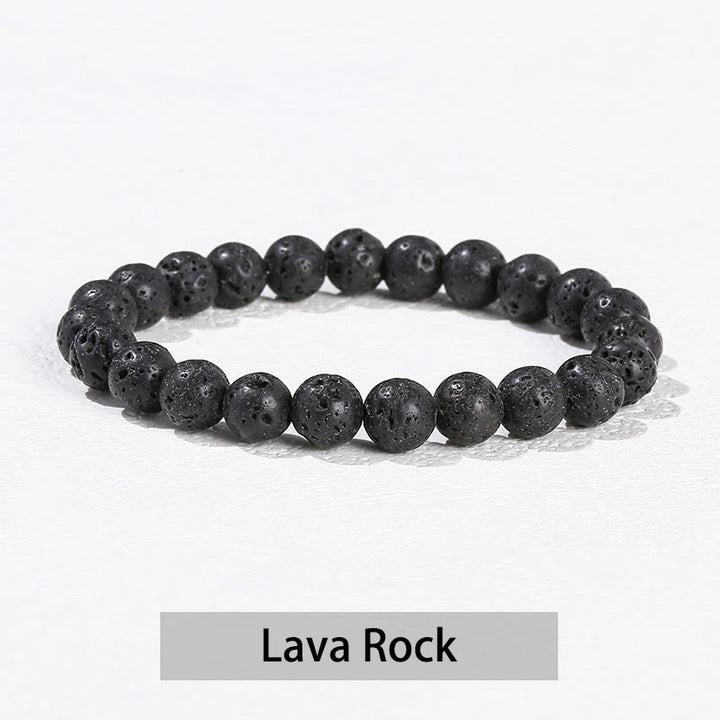Buddha Stones Różne Kryształowe Kamienie Ametyst Zielony Awenturyn Kwarc Różowy Bransoletka Lecznicza - Skała lawowa - 10 mm (obwód nadgarstka 14-16 cm) - image 40