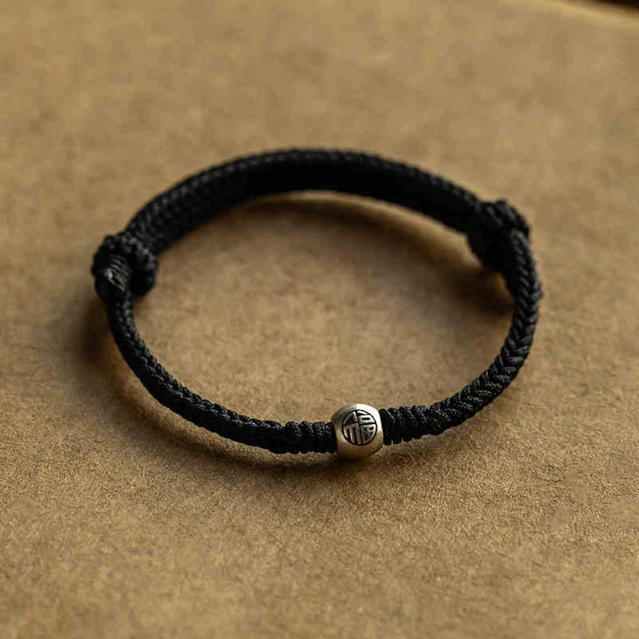 Bransoletka z ręcznie robionych Buddha Stones ze srebra próby 925 Fu Bead Braided Fortune
