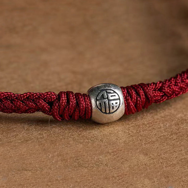 Bransoletka z ręcznie robionych Buddha Stones ze srebra próby 925 Fu Bead Braided Fortune