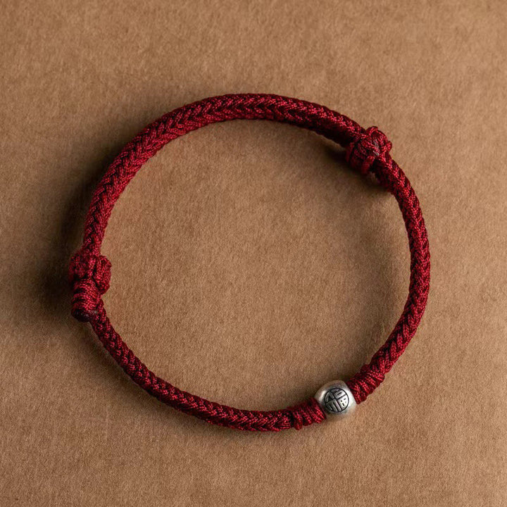 Bransoletka z ręcznie robionych Buddha Stones ze srebra próby 925 Fu Bead Braided Fortune
