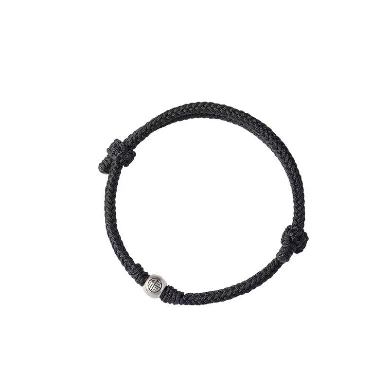 Bransoletka z ręcznie robionych Buddha Stones ze srebra próby 925 Fu Bead Braided Fortune