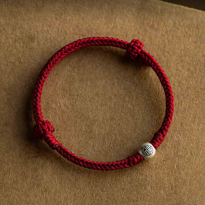 Bransoletka z ręcznie robionych Buddha Stones ze srebra próby 925 Fu Bead Braided Fortune