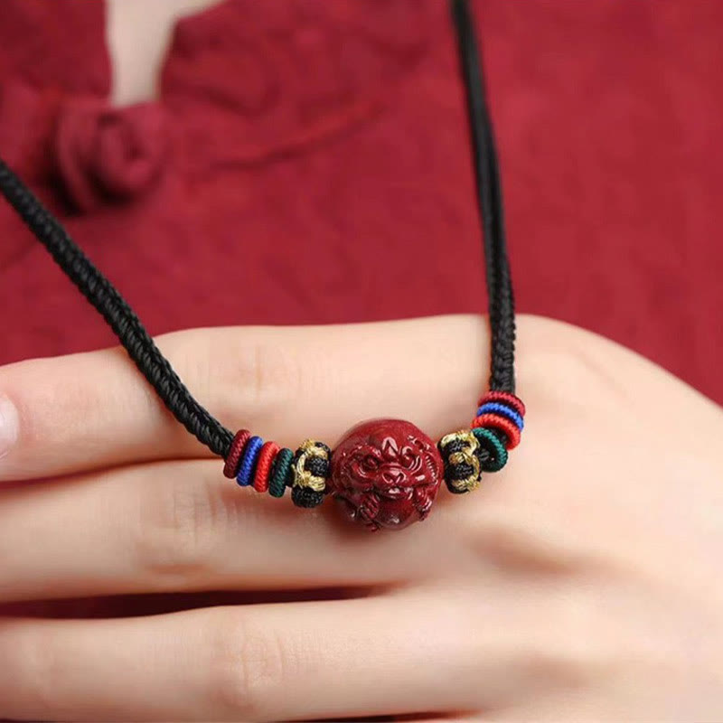 Buddha Stones Cynober Chiński Zodiak Czarny Sznur Błogosławieństwo Naszyjnik Wisiorki - image 12