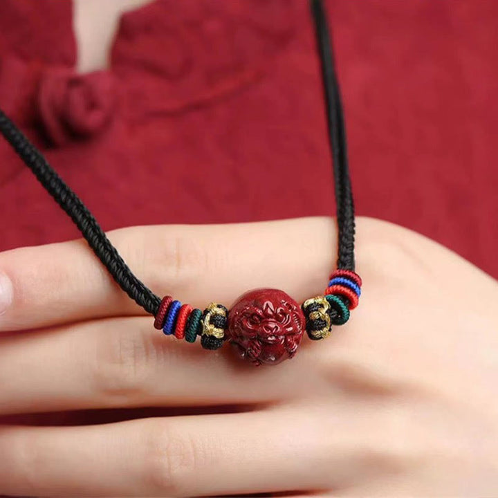 Buddha Stones Cynober Chiński Zodiak Czarny Sznur Błogosławieństwo Naszyjnik Wisiorki - image 12
